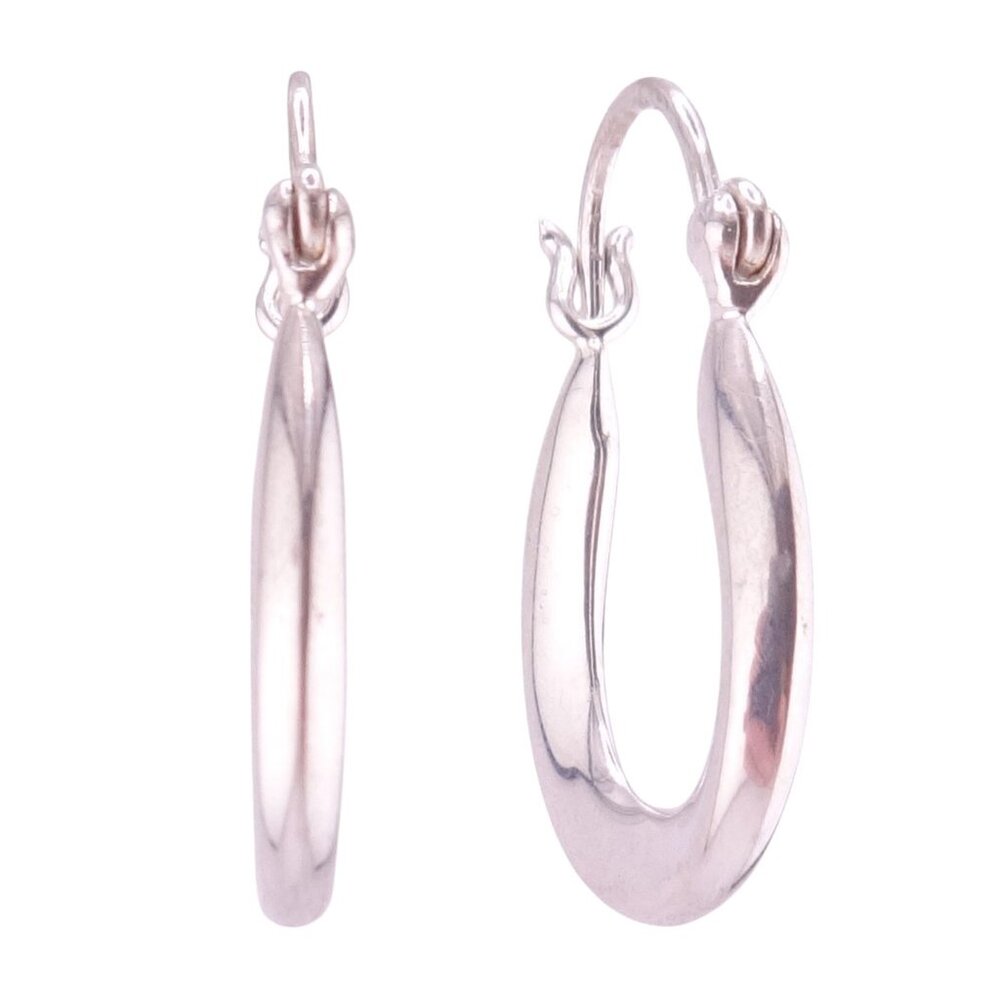 Small Oval .925 Sterling Silver Hoop Earrings with Wire Back Closure NWOT
